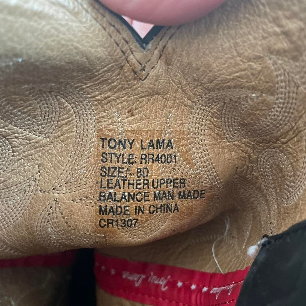 Tony Lama Men's 7900 Brown Black Stiched Western Boots Size 8D - Picture 8 of 8